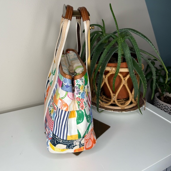 Coach Patchwork Tote Bag Canvas Multicolor Hamptons Legacy Y2K Shoulder Purse - Picture 3 of 13